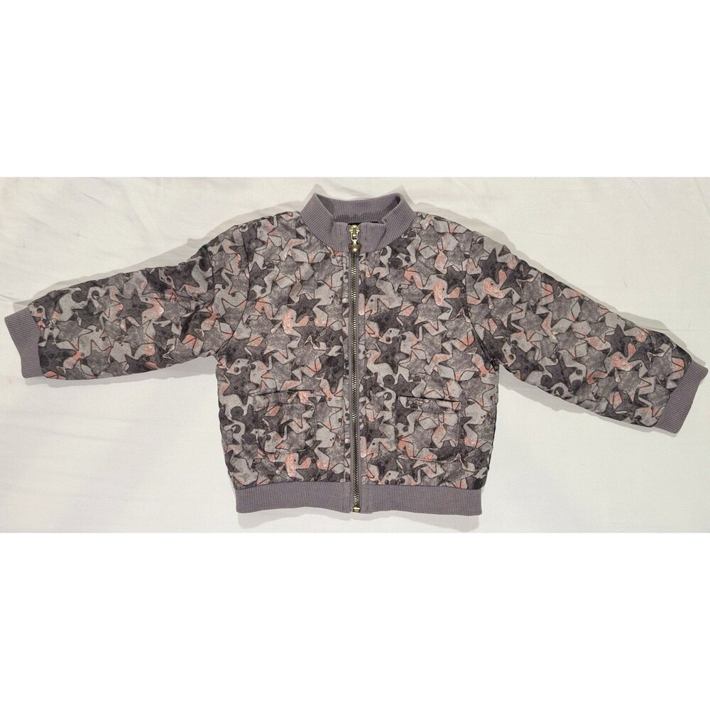 Cynthia Rowley Girls 18 Months Windbreaker Jacket Pink Gray Stars Coat Full Zip